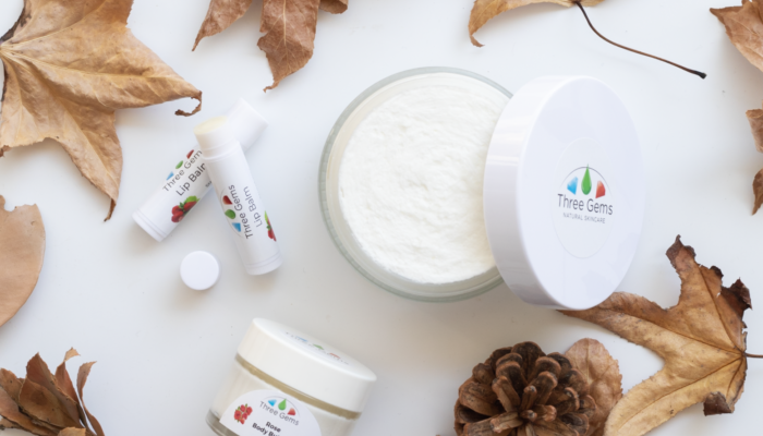 Three Gems Body Butter And Lip Balm For Autumn Skincare